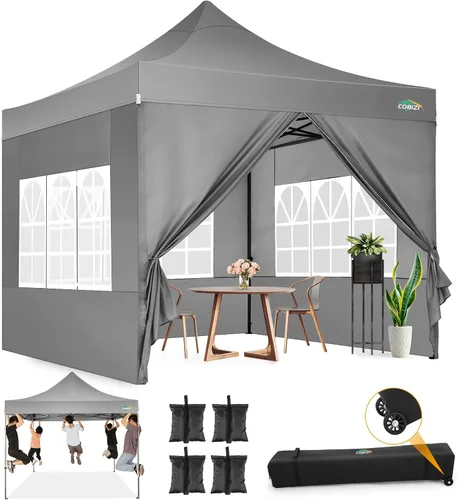 Vista 32 de COBIZI Tienda de campaña desplegable de 6.6 x 6.6 pies, toldo resistente, fácil de instalar, impermeable, para exteriores, fiestas, playa, jardín