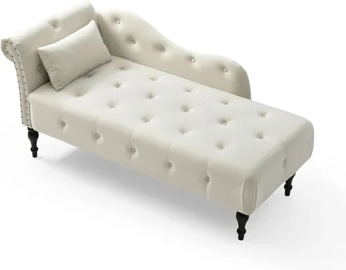 Vista 7 de Anwick Chaise Lounge - Silla reclinable tapizada para interiores, moderna y tapizada para sala de estar, dormitorio, sofá cama (blanco)