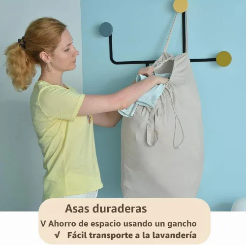 Vista 3 de MCleanPin Bolsas de lavandería lavables con asas, bolsas de almacenamiento de ropa sucia de 140 L para cesta de lavandería y cesta con forro