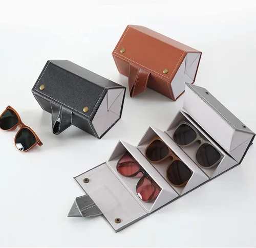 Vista 2 de TOPINCN Funda organizadora de lentes de sol múltiple para viajes, de cuero, para colgar en la pared