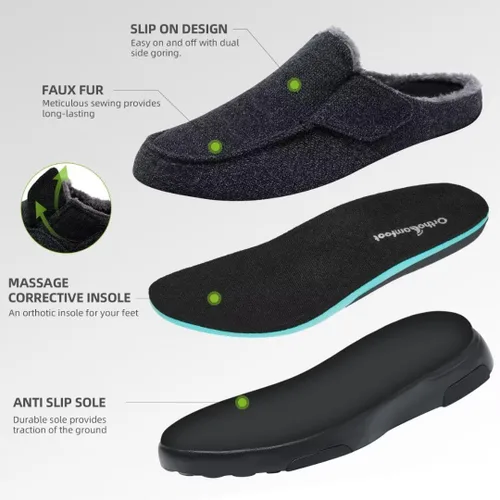 Vista 7 de OrthoComfoot Pantuflas Ortopédicas para Hombre Zapatos de Caminar con Soporte del Arco: Mocasines Sin Cordones para Fascitis Plantar, Zuecos