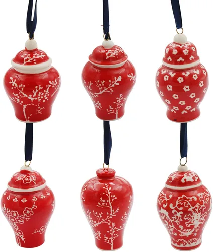 Vista 11 de 6 adornos chinos – Adornos colgantes de porcelana azul y blanca – Adornos de cerámica para árbol de Navidad y decoración de otoño (estilo clásico)