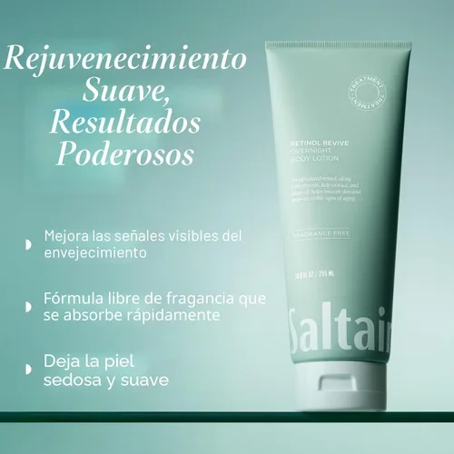 Vista 2 de Saltair Retinol Revive Night Lotion - Loción corporal de retinol de doble acción para una piel más suave y firme - Hidratante hidratante con algas