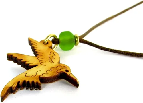 Vista 4 de Orgánico El Abedul Árbol Colibrí Colgante en cuerda de lino encerado ajustable
