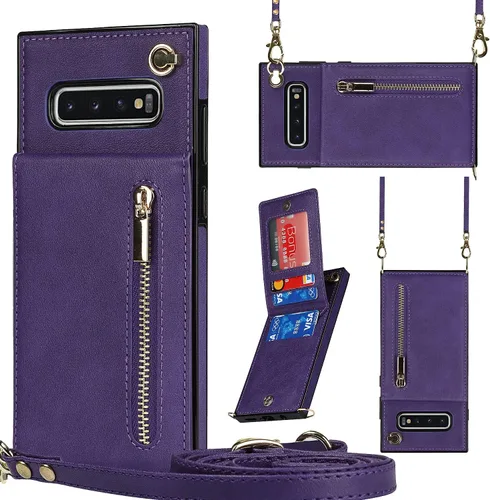 Vista 27 de Funda para teléfono Samsung Galaxy S9 con correa cruzada, tarjetero de cuero, con cordón, ranuras de crédito, cierre magnético, accesorios para Negro