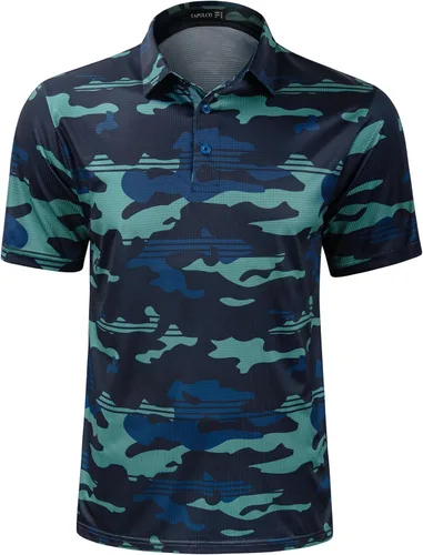 Vista 149 de TAPULCO Camisetas tipo polo de secado rápido para hombre, diseño de camuflaje, atléticas, ligeras, transpirables, casuales, para golf