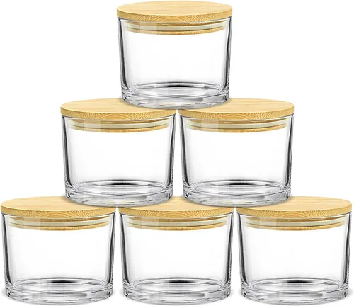 Vista 7 de SUPMIND Tarros de vela de 12 onzas para hacer velas, paquete de 8 tarros vacíos grandes de vidrio transparente con tapas de bambú, recipiente