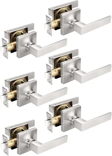 Vista 3 de Mengico Paquete de 1 cerradura de puerta, manijas de puerta negras para interiores, palanca de puerta interior izquierda o derecha, manija de puerta