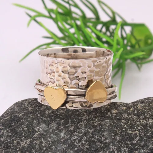Vista 103 de Boho Spinner Ring, Mothers Day Gift, Silver 925 Women Ring, Sterling Silver 925 Ring, Fidget Spinner Ring,Women Silver Anxiety Ring