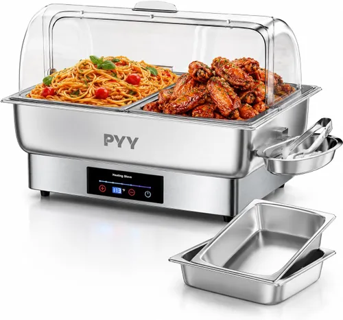 Vista 12 de PYY Plato Calentador Eléctrico, Juego de Chafing Dish de Tapa Enrollable para Buffet, Juego de Servidor Calentador Chafer para Catering, Buffets