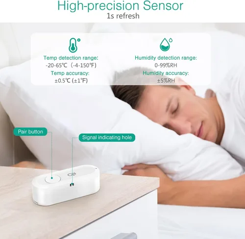 Vista 5 de ORIA Termómetro higrómetro inalámbrico, sensor de temperatura de humedad Bluetooth, termómetro higrómetro mejorado para interiores y exteriores