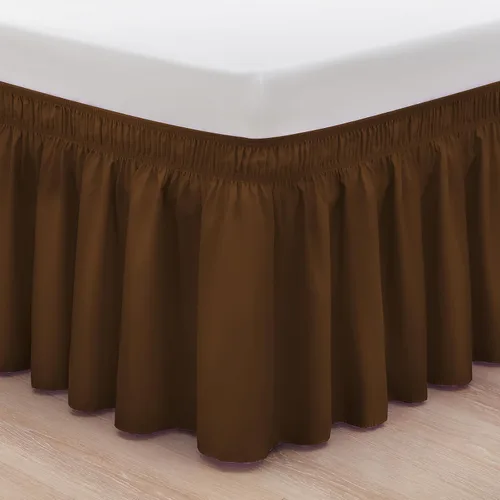 Vista 32 de Falda de cama RIMELA tamaño Queen color verde bebé con caída de 15 pulgadas, falda elástica envolvente, volante que protege contra el polvo