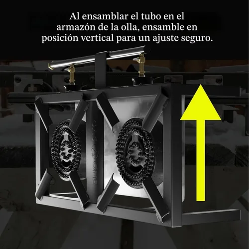 Vista 6 de GasOne Quemador Doble de Propano de Alta Presión - Cocina al Aire Libre con Escudo Térmico y Protector – Cabezal de Quemador de Propano