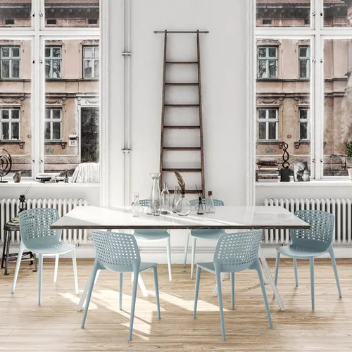 Vista 13 de LESHI Silla de comedor moderna apilable de plástico con respaldo sin brazos para comedor, sala de estar, jardín, patio, balcón, escritorio