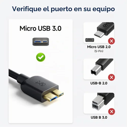 Vista 2 de Cable Matters Cable USB C a Micro USB 3.0 de 10 Gbps, Micro B a USBC, 1 pie