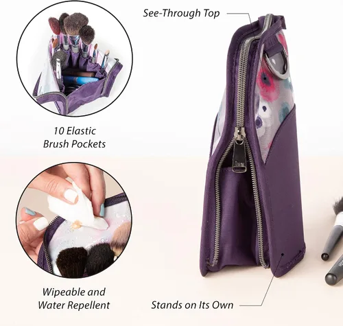 Vista 3 de Lug Soporte para brochas de maquillaje de viaje para canoa para, Gris jaspeado, Soporte para brochas de maquillaje de viaje en cano