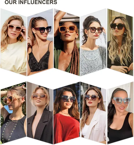 Vista 2 de SOJOS Gafas de sol cuadradas vintage de gran tamaño para mujer, estilo retro, de lujo, con protección UV400, SJ2194 DANA