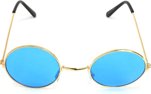 Vista 6 de Skeleteen Gafas hippie Blue Circle Gafas de sol hipster estilo azul de los años 60 1 par