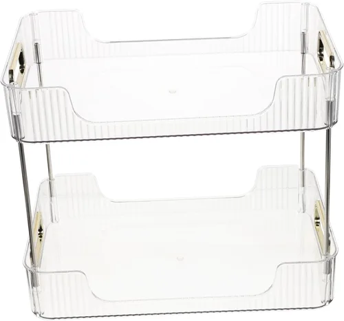 Vista 10 de Organizador de cajones de especias, estante de almacenamiento de doble capa, organizador de mostrador de baño, encimera de acero inoxidable