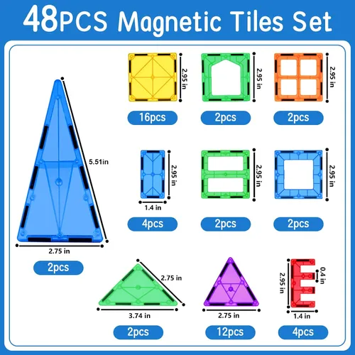 Vista 8 de Azulejos Magnéticos Bloques de Construcción para Niños Pequeños, Juguetes Montessori Magnéticos para Niños y Niñas de 3+ Años, Juegos Educativos