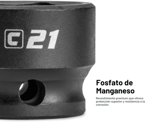 Vista 6 de Capri Tools Juego de llaves de vaso de impacto de 1/2 pulgada, métricas, 10 a 0.945 in, 15 piezas