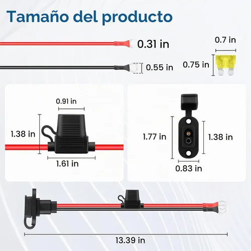 Vista 7 de Linkstyle 2 piezas de enchufe de alimentación SAE de 1 pie 10 AWG puerto de pared lateral a conector de junta tórica, cable de extensión SAE