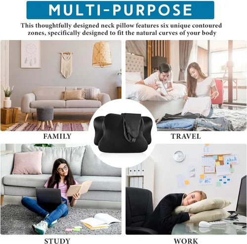 Vista 7 de Hahafelt Funda de Almohada Cervical para el Cuello (Solo Funda de Almohada) Funda de Almohada de Satén con Cremallera Funda de Almohada de Contorno