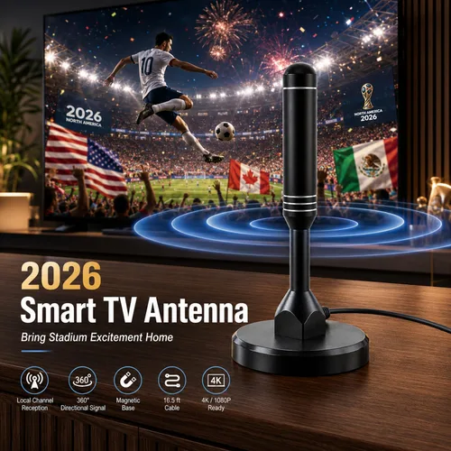 Vista 3 de Chaowei Antena digital HDTV con base magnética, cable coaxial HDTV de 16.5 pies, antena de TV portátil para interiores y exteriores para 4K 1080p