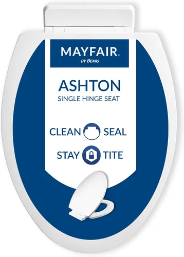 Vista 13 de Asiento de inodoro Mayfair Linden de cierre lento, madera antideslizante resistente, fácil instalación, fabricado en EE. UU., redondo, blanco