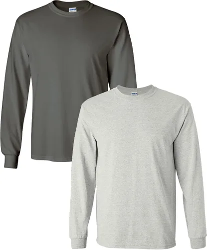 Vista 62 de Gildan - Camiseta de algodón y de manga larga para hombre, modelo G2400 (1) verde irlandés + (1) negro
