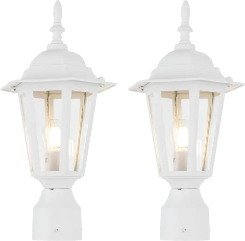 Vista 9 de LIT-PaTH Lámpara de poste para exteriores de 16 pulgadas, farol de poste exterior con vidrio transparente, iluminación de poste de aluminio cableado