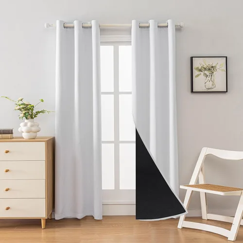 Vista 13 de Anytime Juego de 2 paneles de cortinas 100% opacas, con aislamiento térmico para dormitorio, paneles de sombreado completo
