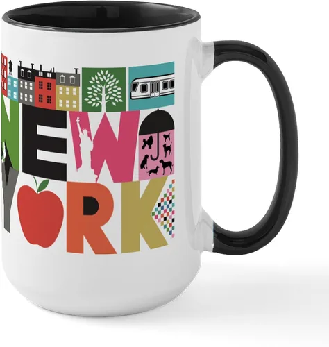 Vista 32 de CafePress New York Republic Tazas de cerámica de 15 oz (15.0 fl oz)