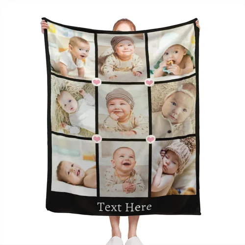 Vista 42 de Manta personalizada con texto de fotos, manta personalizada con mis propias fotos, manta conmemorativa personalizada para madres para mamá, papá