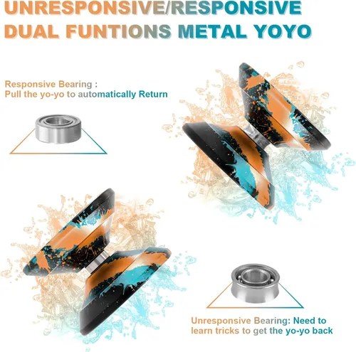 Vista 3 de WATIEOBOO Yoyo Yoyo sensible para principiantes Yoyo profesional no sensible para adultos Yoyos de trucos metálicos profesionales con kit