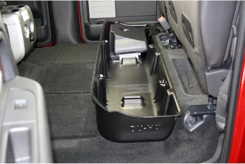 Vista 3 de DuHa 20078 - Almacenamiento debajo del asiento para F150 SuperCrew 2009-2014 con un subwoofer de fábrica Organizador de asiento trasero negro