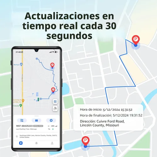 Vista 4 de Rastreador GPS con cable para vehículos, sin cargo mensual, sin suscripción, seguimiento en tiempo real, SIM 4G y datos incluidos, historial