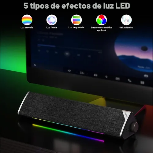 Vista 4 de SOULION Altavoces de computadora Bluetooth con cable alimentados por USB