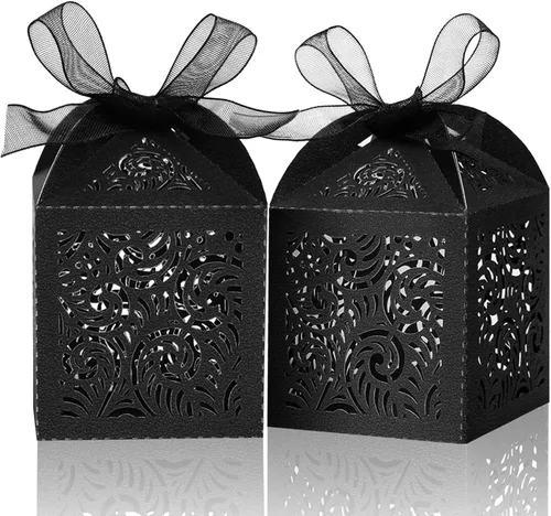 Vista 9 de COTOPHER 60 cajas de recuerdo cortadas con láser, caja de regalo pequeña de 2 x 2 x 2.75 pulgadas para regalos, recuerdos de fiesta de boda