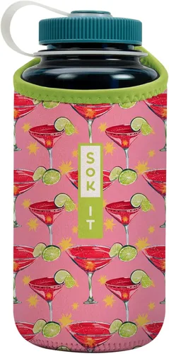 Vista 21 de Sok It BotlSok Funda para botella de agua con cubierta de neopreno aislante (Floral abstracto, se ajusta a CamelBak o Nalgene de 12 onzas)