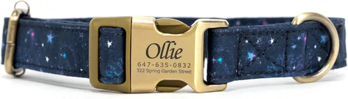 Vista 7 de Collar de perro personalizado con nombre y número de teléfono grabado, collar ajustable personalizado para cachorros, collar de algodón orgánico