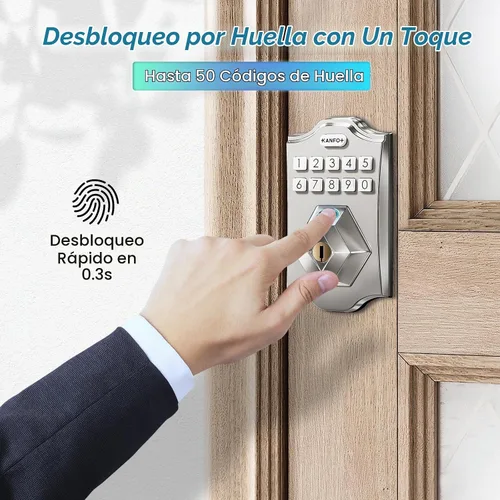 Vista 3 de KS2 huella digital, cerrojo de entrada sin llave con teclado, cerrojo electrónico, cerraduras inteligentes para puerta delantera, con código