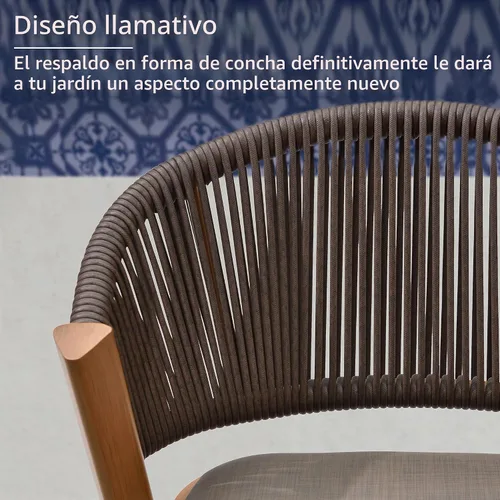 Vista 7 de PURPLE LEAF Taburete de bar de altura de mostrador, juego de 2 modernos taburetes de mimbre de ratán de aluminio para exteriores con respaldo