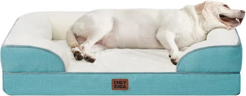 Vista 40 de EHEYCIGA – Cama ortopédica impermeable para perros pequeños, de espuma viscoelástica tipo caja de huevos, con bordes elevados y base antideslizante