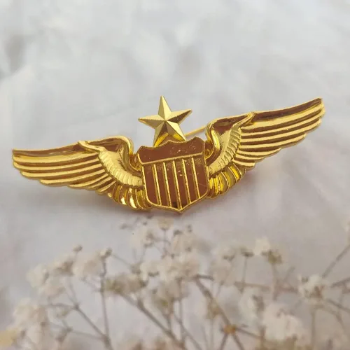 Vista 4 de Pin de las alas del aviador del metal, Pin de la etiqueta de la insignia del piloto del ala del oro del piloto