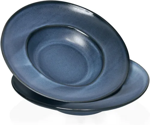 Vista 10 de Tazón de sopa, plato de sopa con borde de 12 onzas, juego de 4 cuencos para pasta, plato blanco poco profundo, cuenco de sopa de cerámica de borde