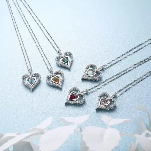 Vista 3 de supermodel Cross Birthstone Necklace for Women 925 Sterling Silver Birthstone Heart Pendant Necklace Jewelry Birthday Gifts for Girls Mom Daughter