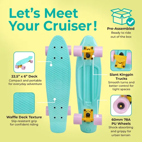 Vista 2 de Cal 7 - Patineta cruiser mini de plástico completa de 22 pulgadas