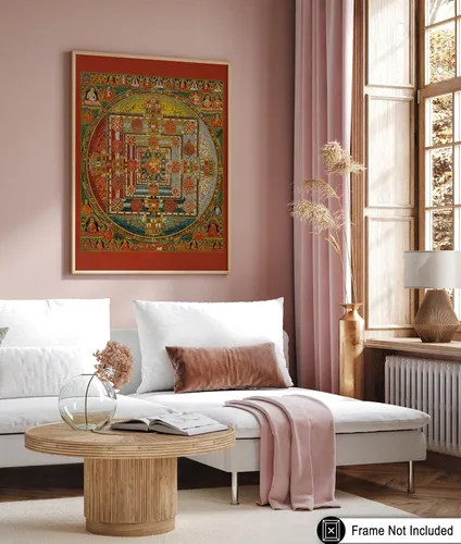 Vista 6 de Poster Master Póster vintage de mandala Kalachakra, impresión retro de la rueda del tiempo, arte budista, arte tibetano, regalo para hombres