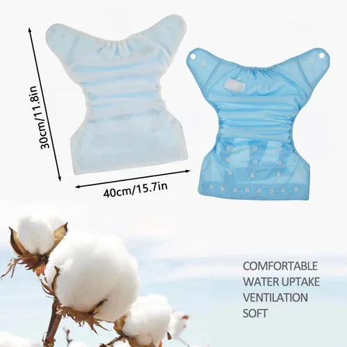 Vista 3 de 7 pañales de tela para bebé, pañales de bolsillo reutilizables, lavables, ajustables, súper absorbentes, pañales cómodos multicolor, pañales